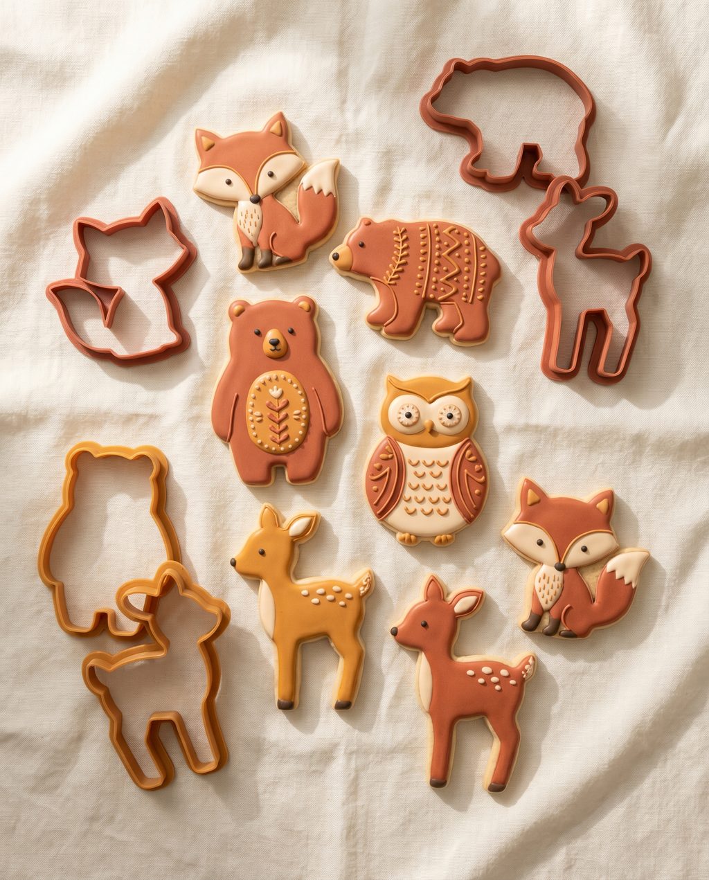 Decorated animal cookies with matching cutters