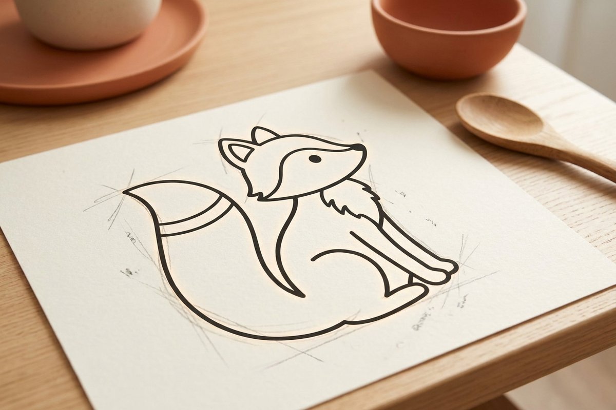 AI turning a rough sketch into a clean, bold cookie-cutter line drawing